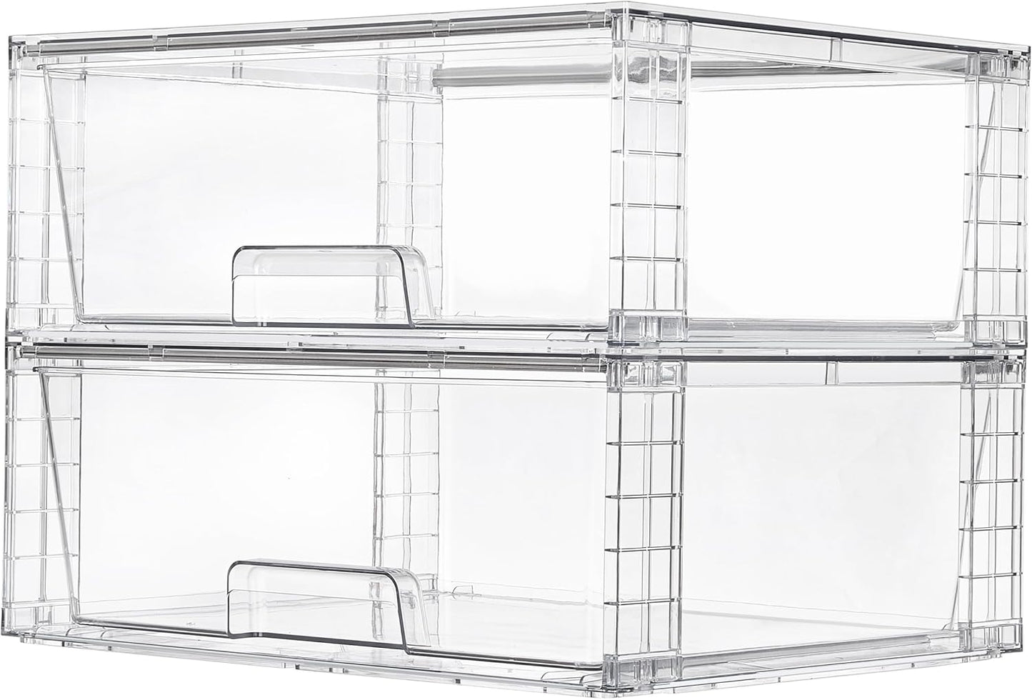 Vtopmart Large Stackable Storage Drawers - Clear Acrylic Organizers for Bathroom & Kitchen | 2 Pack