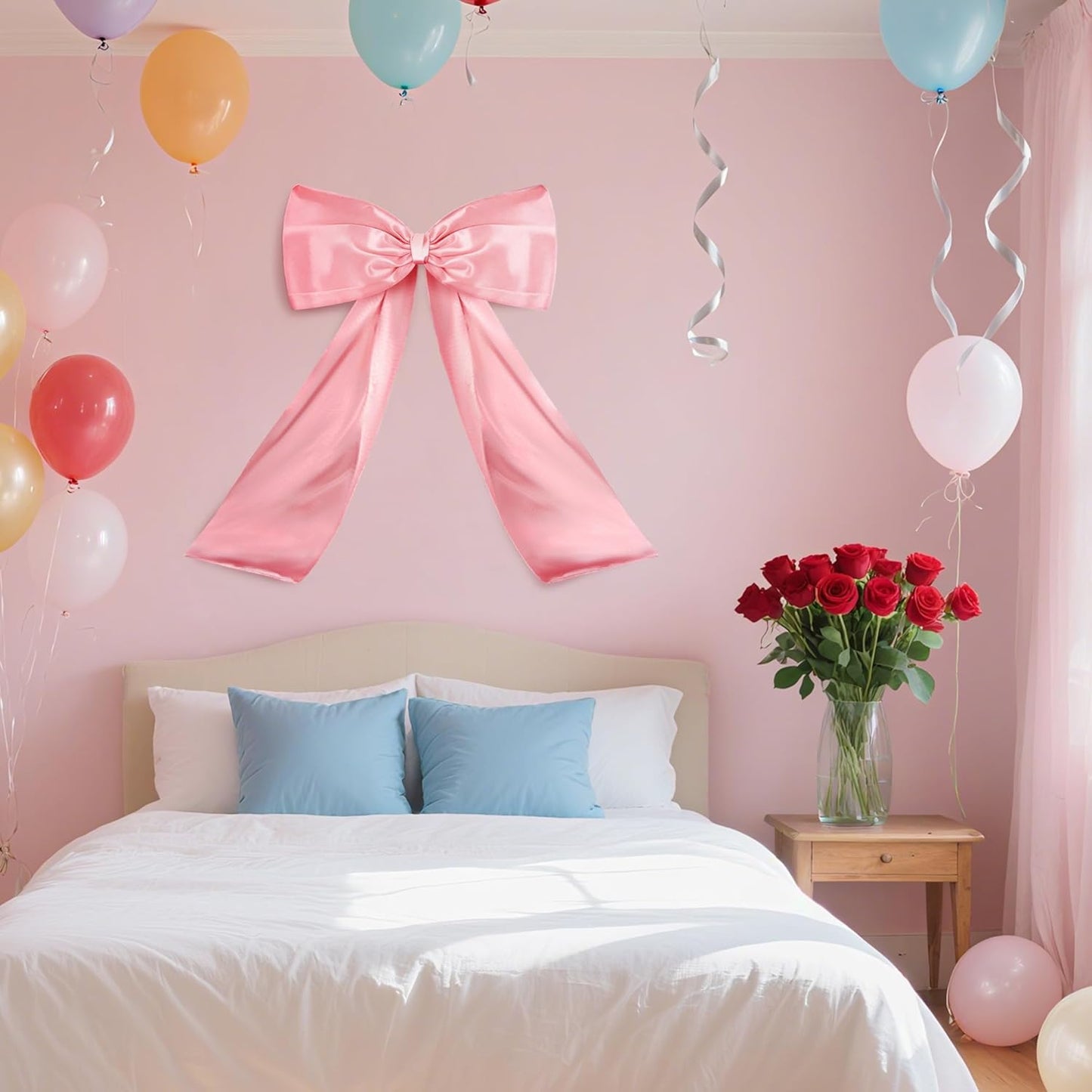 Skiennix Pink Large Bow Decor - Giant Ribbon Tie for Birthday Party & Home Decor | 24 x 36 Inches