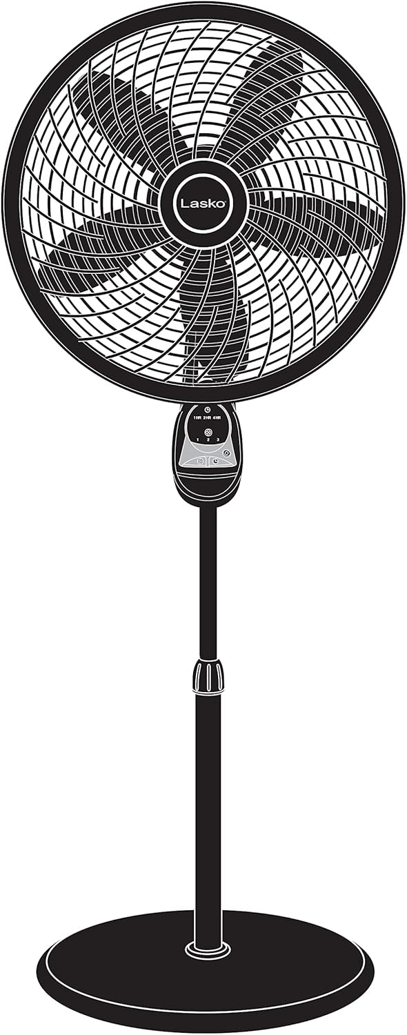 Lasko Oscillating Cyclone Pedestal Fan - Adjustable Height, Remote Control, 3 Speeds | 18" Black