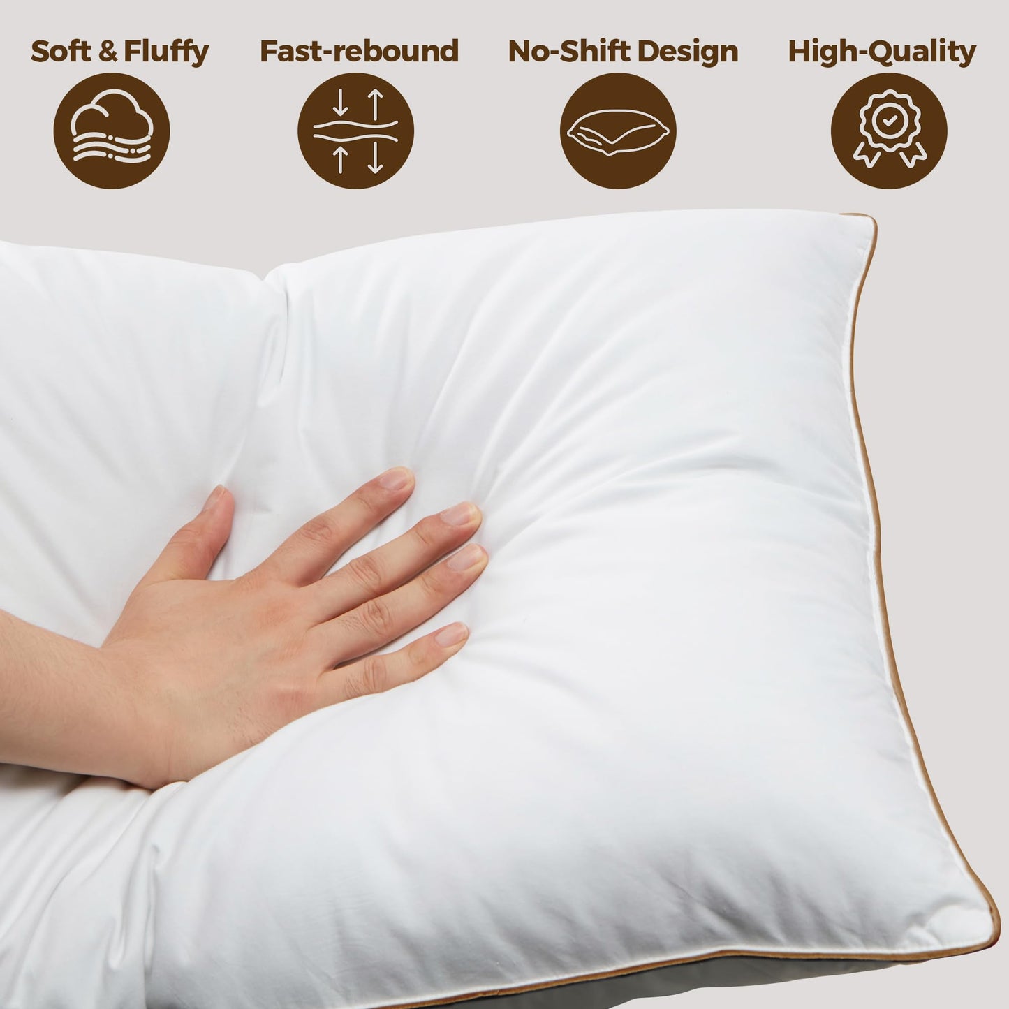 Bafode Goose Feathers Down Pillows, Pillows Standard Size Set of 2, Cotton Cover,Gusseted Hotel Collection Bed Pillow for Back, Stomach or Side Sleepers