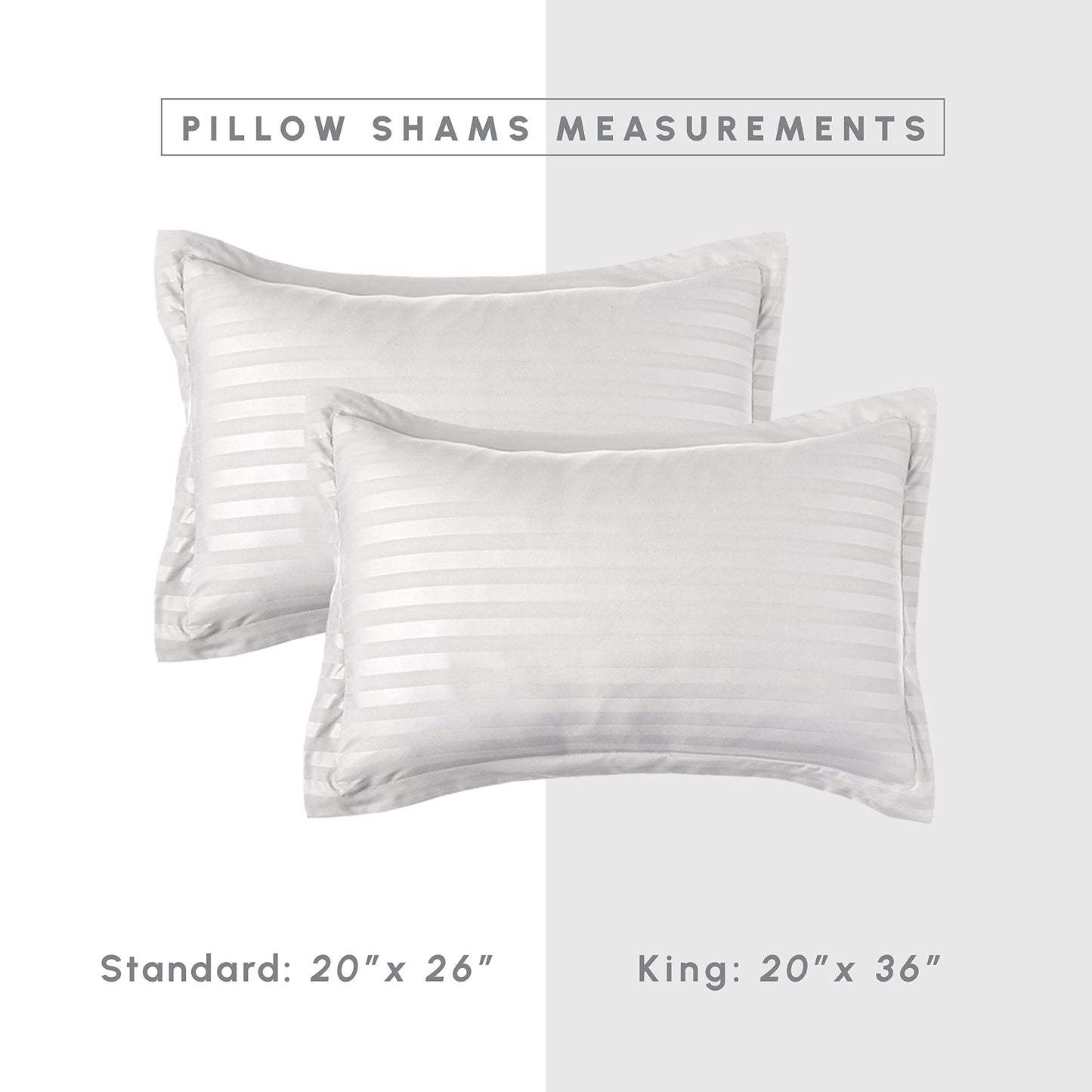 Elegant Comfort Cozy and Soft 8-Piece Bed-in-a-Bag All Season Comforter Set, Includes 4pc Smart Sheet Set, Bed Skirt, Comforter, Matching Pillowcases and Shams, Striped Design, King/Cal King, White