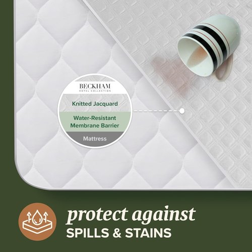 Beckham Hotel Collection Mattress Protector - Silent Waterproof Viscose Blend, Preserves Mattress Feel, Queen Size