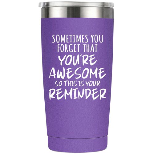 Inspirational Tumbler for Women, 20oz Stainless Steel Insulated Cup, Sometimes You Forget That You're Awesome, Birthday Gift for Friend Coworker Nurse Teacher, Encouragement Get Well Retirement Gift