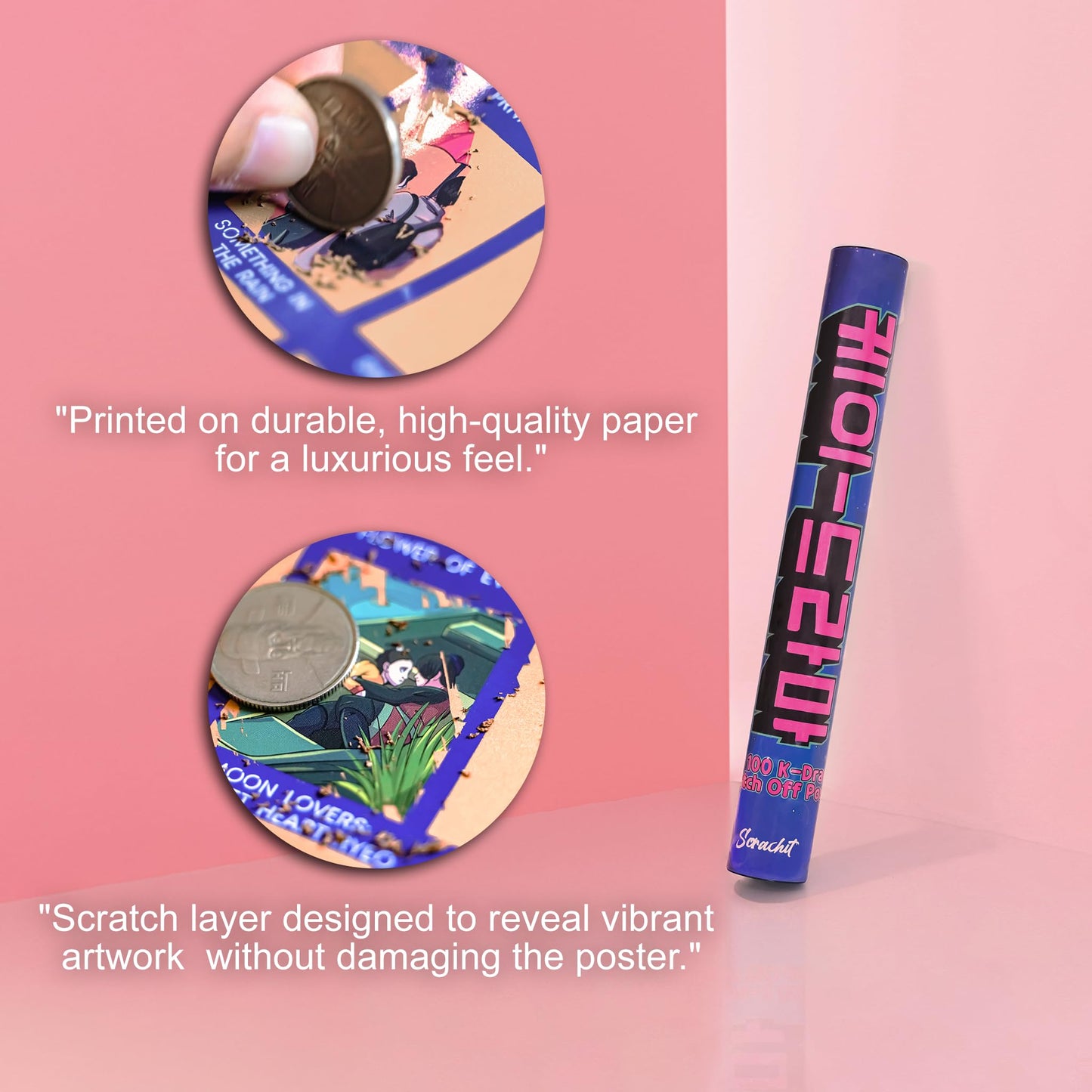 scrachit Top 100 Korean Drama Scratch Off Poster of All Time - K Drama Challenge Bucketlist - Perfect Korean Gifts for Kpop Lovers - 23" x 17"