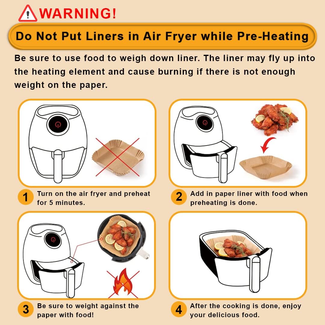 Ninja Air Fryer Liners - Disposable Parchment Paper, 150 Pcs | Water & Oil Proof, 6.3 Inch (Fits 2-5 Qt)