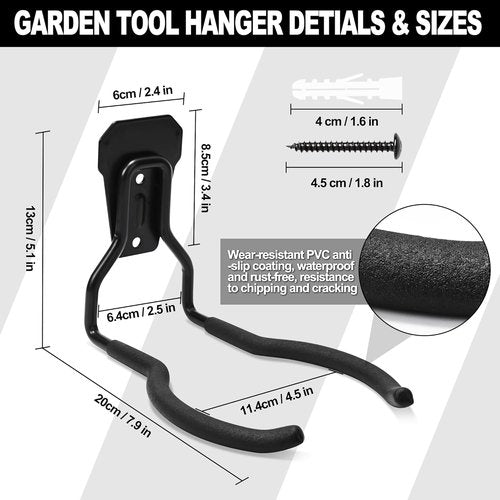 Garden Power Tool Hanger - 4-Piece Steel Trimmer Holder | Wall-Mounted Organizer for Lawn Equipment