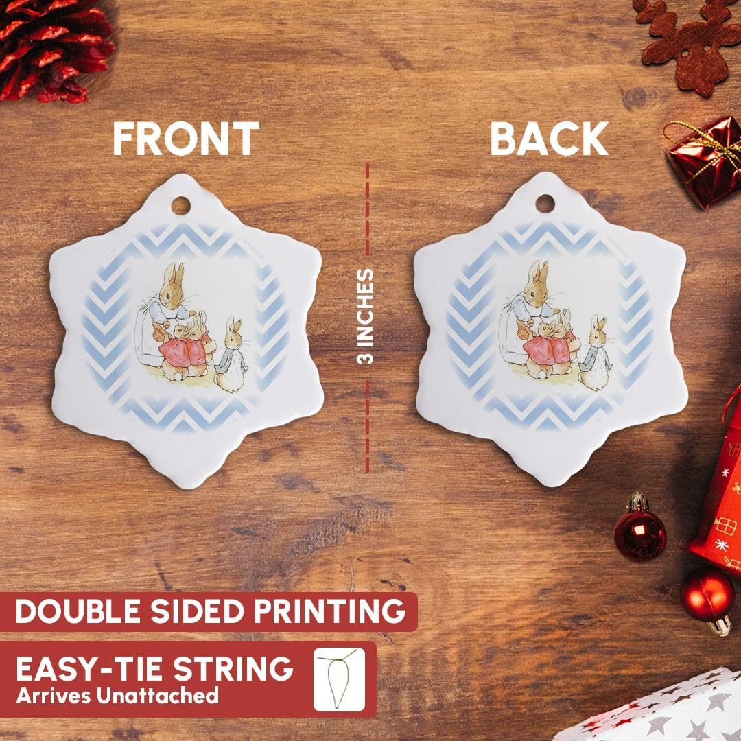 Peter Rabbit 3D Snowflake Ornament - Blue Chevron Stripes, 3-Inch Holiday Decor