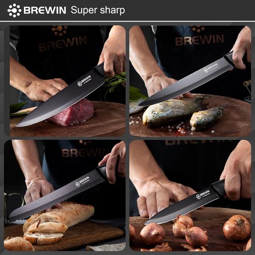 Brewin Kitchen Knife Set - Universal Utility Knives with Block | Dishwasher Safe Essentials for New Homes