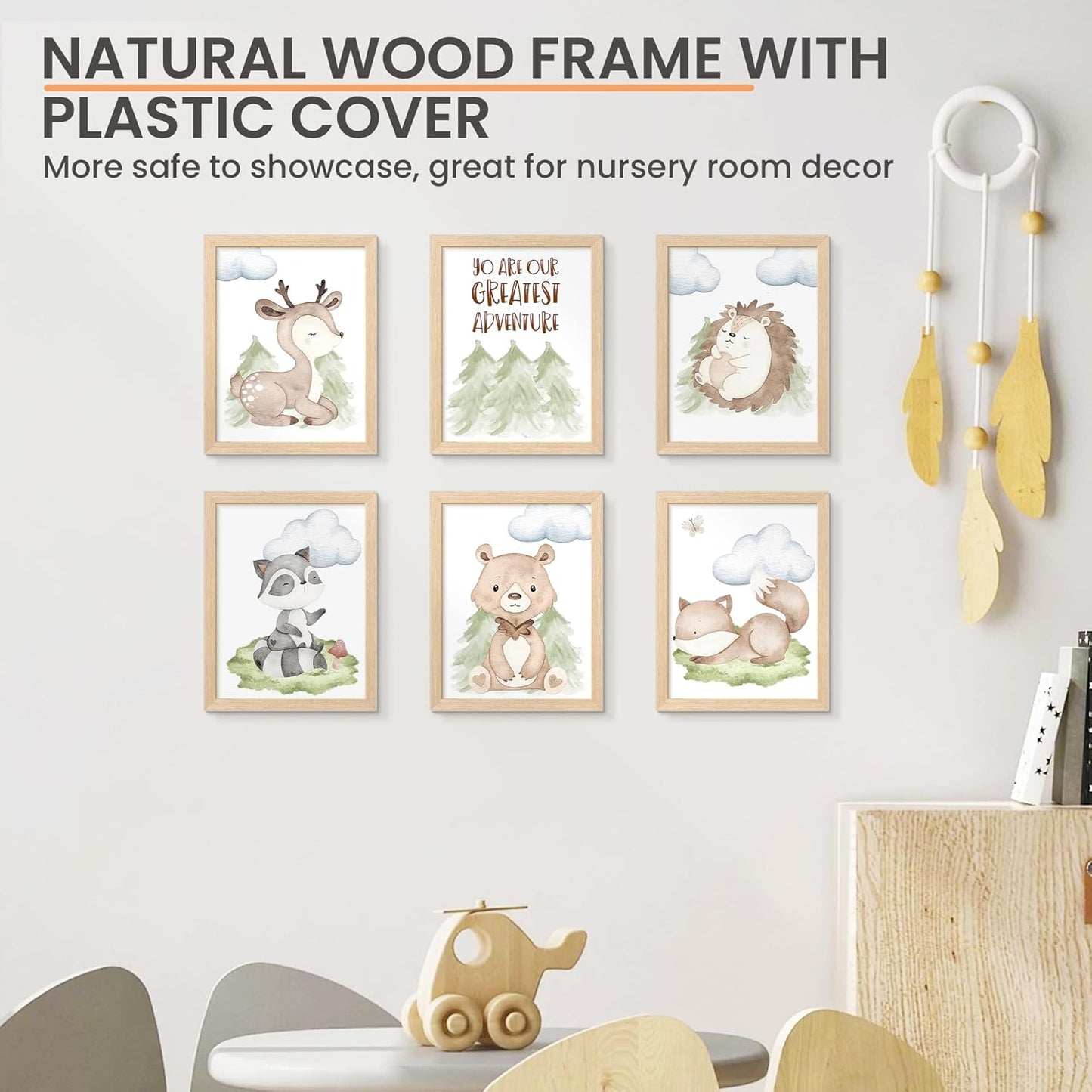 Upsimples 8.5x11 Picture Frame - Natural Solid Wood for Wall or Tabletop Display, 1 Pack