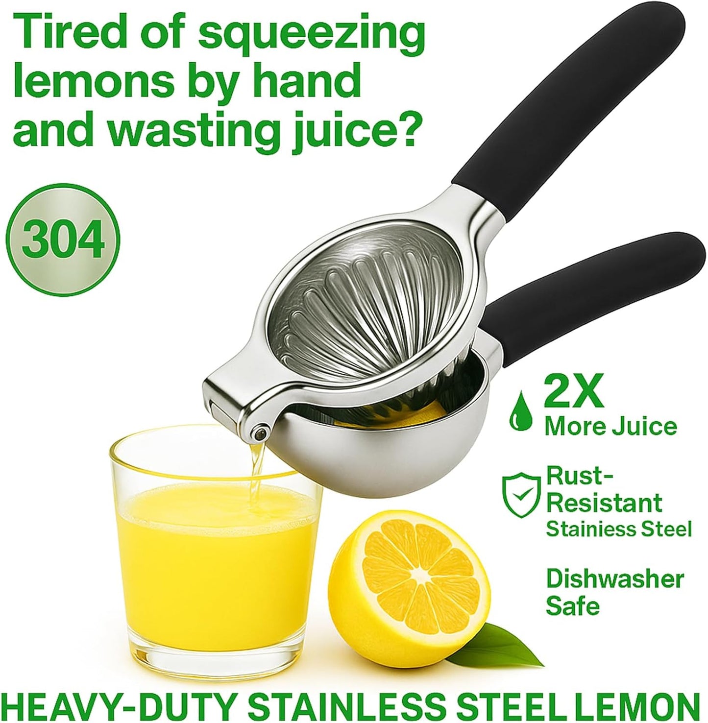 Stainless Steel Lemon Squeezer by [Brand Name] - Manual Citrus Juicer with Non-Slip Handles | Easy to Use & Clean