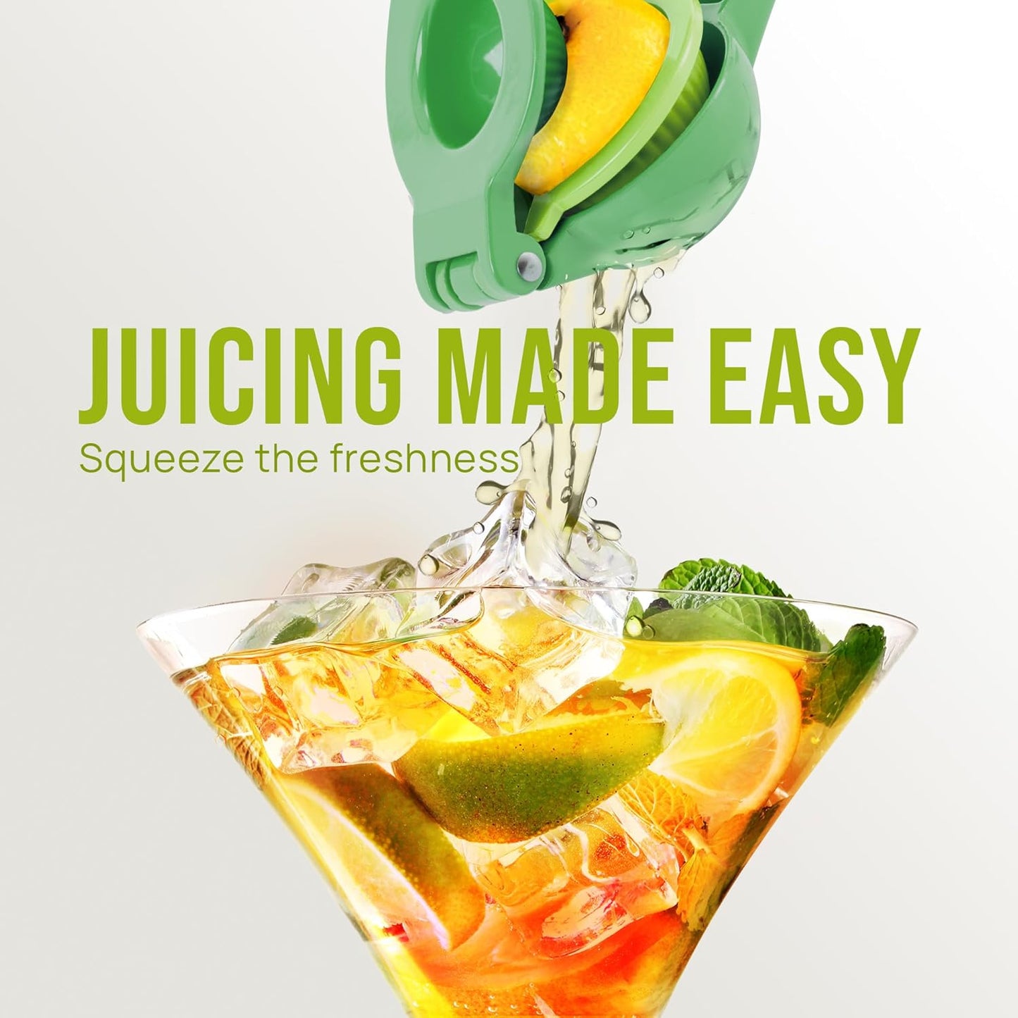 Zulay Kitchen 2-in-1 Lemon Squeezer - Sturdy Hand Juicer for Maximum Juice Extraction - Green
