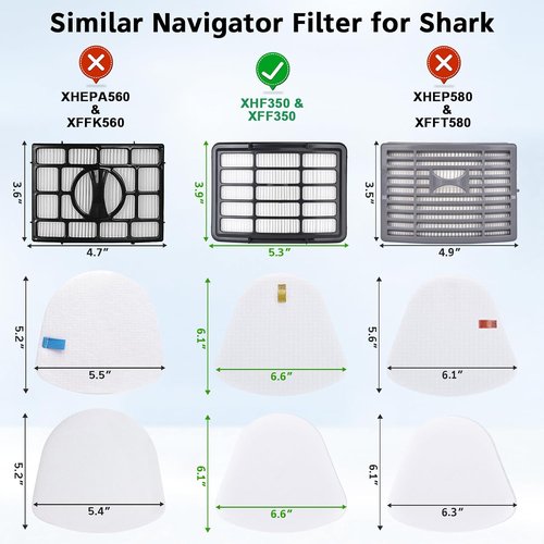 Anewise Vacuum Replacement Filter - HEPA & Pre-Felt for Shark Navigator Models ZU503AMZ, NV350+