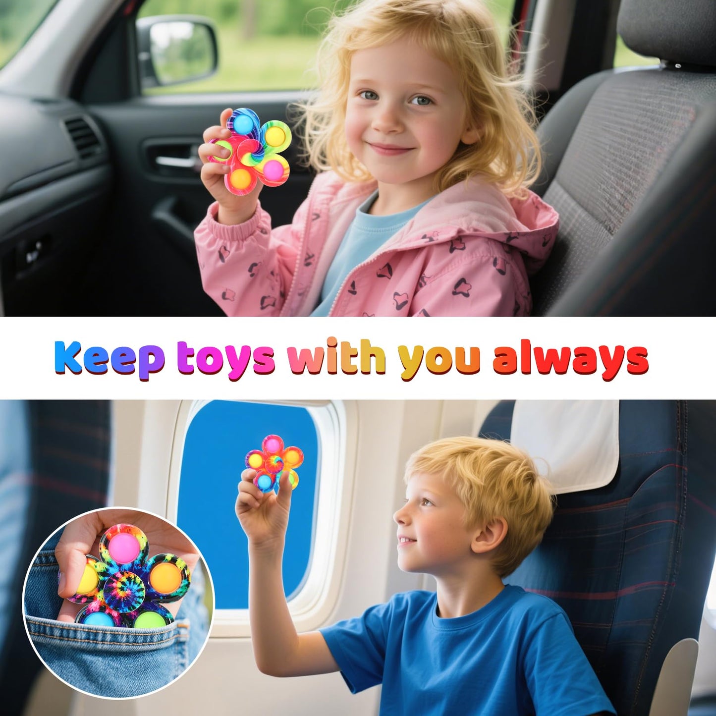 WELLVO 24 Pack Party Favors Pop Fidget Spinners Toys for Kids 4-8 8-12, Mini Sensory Fidget Bulk Toys for Classroom Prizes, Goodie Bags Stocking Stuffers, Birthday Party Gifts
