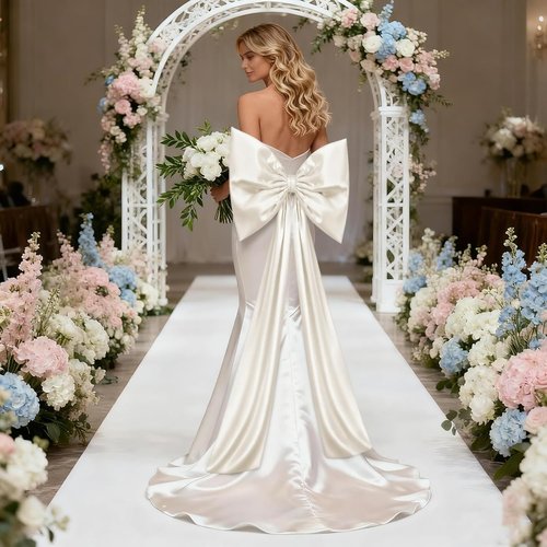Beige Large Bow Decor | Coquette Giant Ribbon Tie for Birthday Party & Wedding Backdrop (24 x 36 Inches)