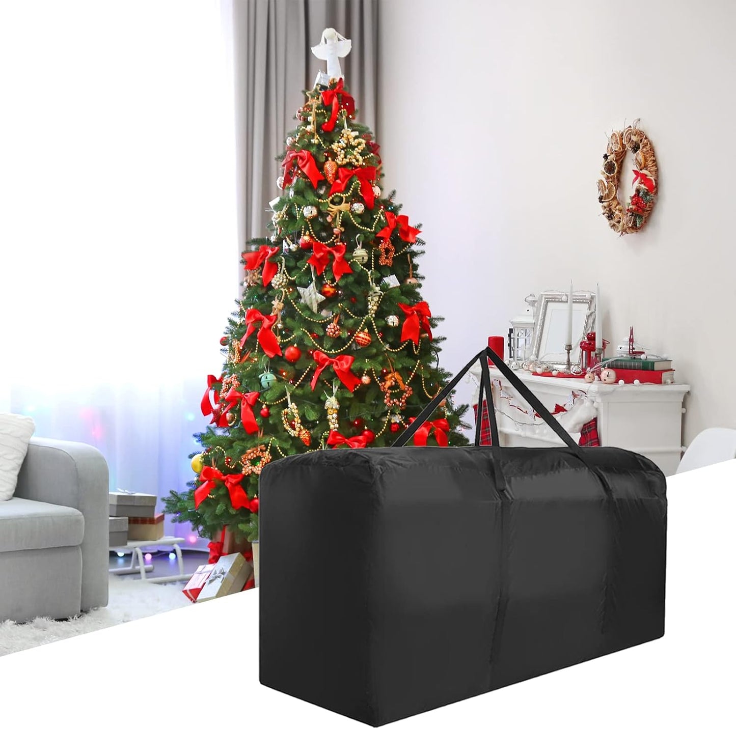 Skiennix Heavy-Duty Christmas Tree Storage Bag - Dual Zipper & Durable Handles | Fits Up to 12 ft Trees