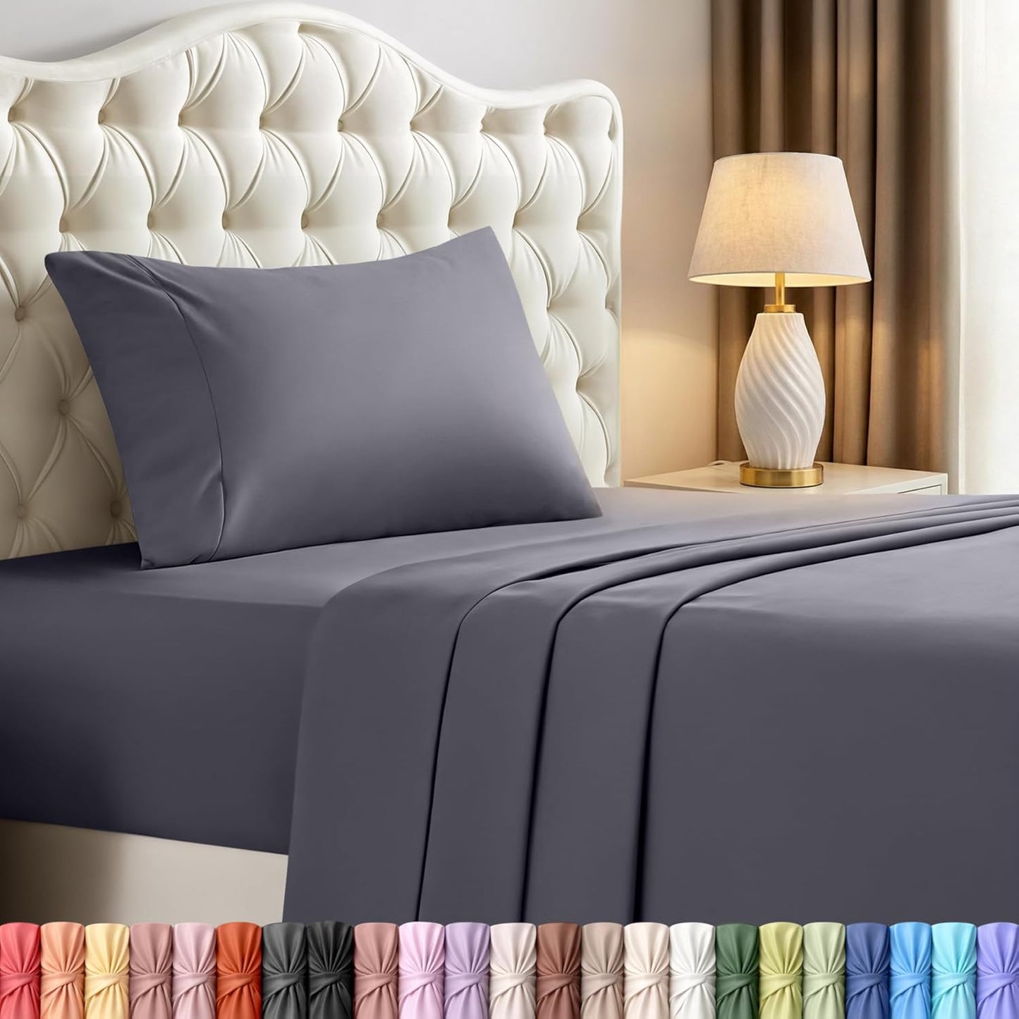 Utopia Bedding Twin XL Sheet Set - Soft Microfiber Bed Sheets | 3-Piece Set in Grey, Oeko-Tex Certified