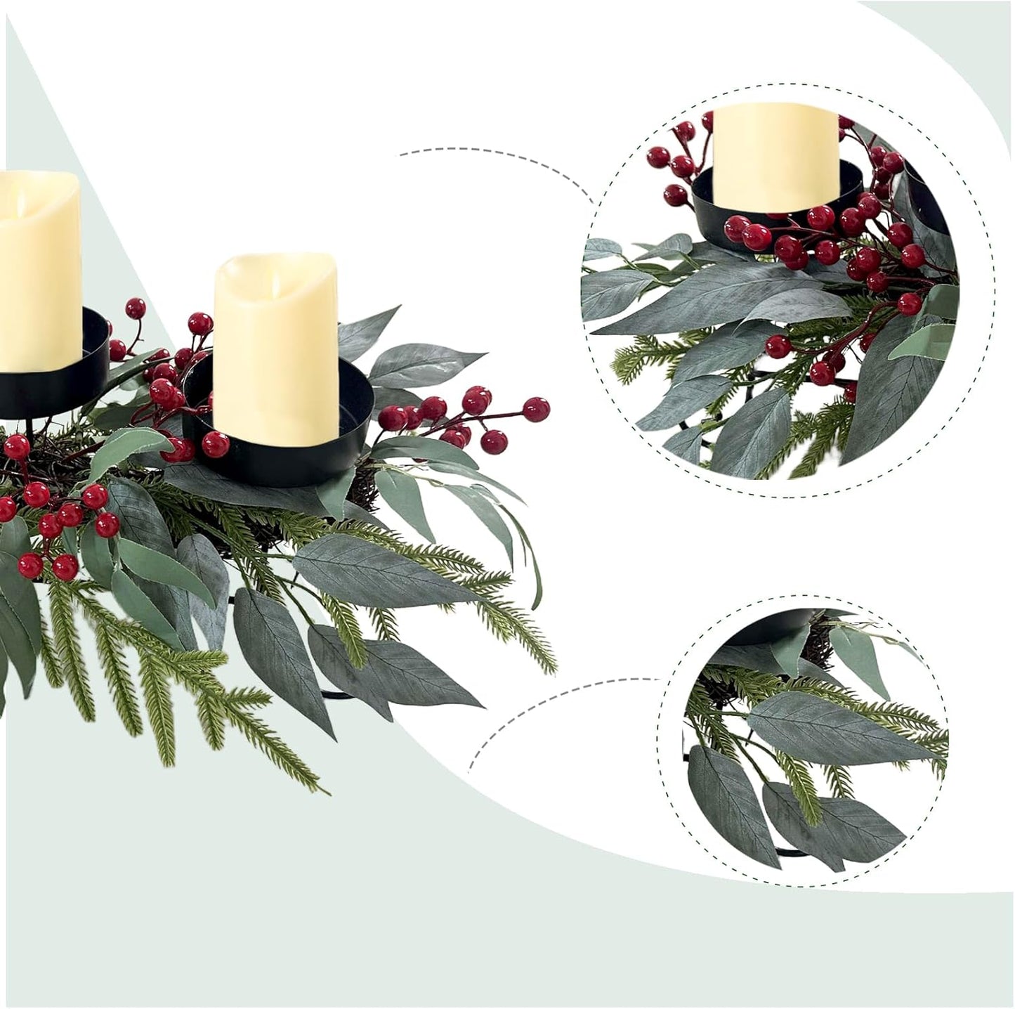Regine Switzerland 22-Inch Christmas Candle Holder - Elegant 3-Tray Centerpiece for Holiday Decor