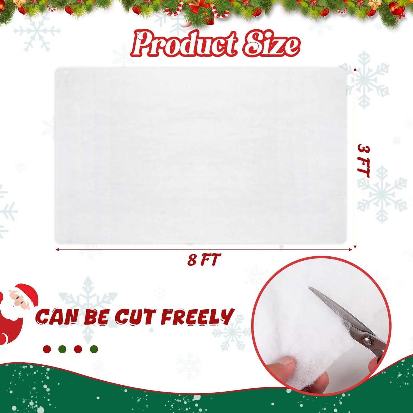 SULOLI Christmas Snow Blanket - 3 x 8 Ft Soft Artificial Snow for Holiday Decor & Table Runners
