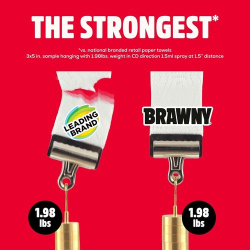 Brawny 3-Ply Paper Towels - Strong, Absorbent & Durable | 8 Double Rolls (16 Regular Rolls)