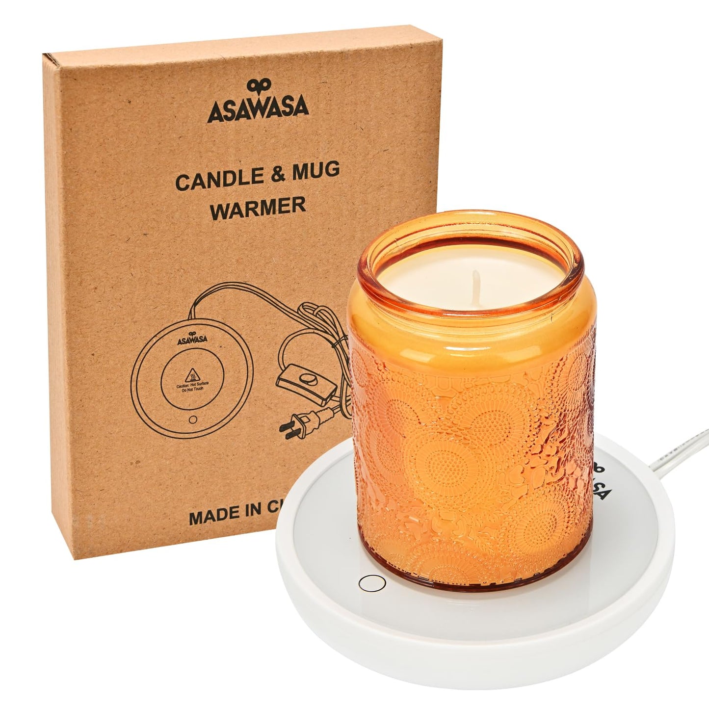 ASAWASA Smart Candle Warmer for Large Jar, Coffee Mug Warmers, with Gravity Switch Auto Shut-On/Off, Safely and evenly Release The Aroma, Keep The Drink at a Pleasant Temperature, A Thoughtful Gifts