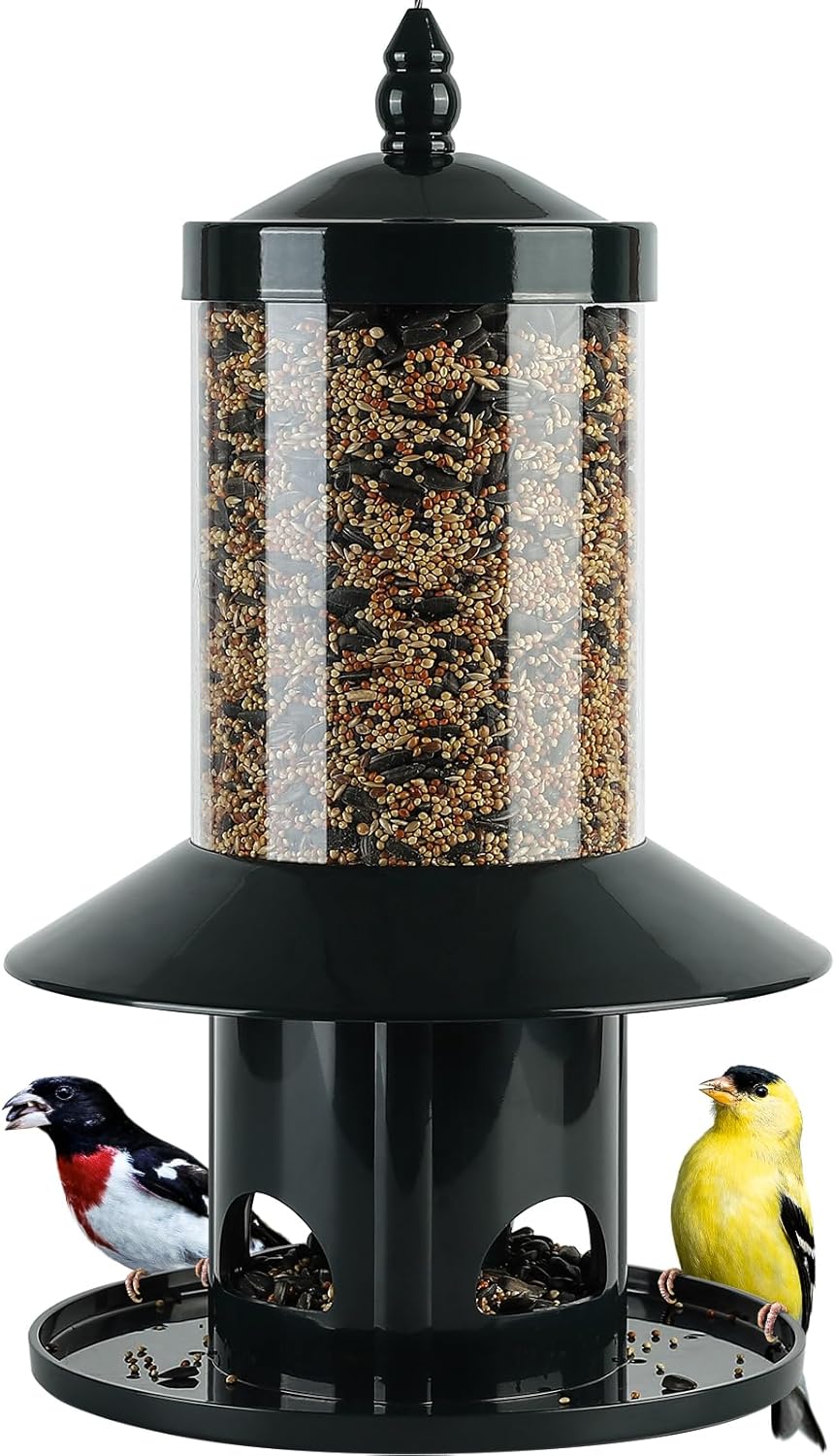 Regine Switzerland Squirrel Proof Bird Feeder - 360° Feeding Perch Tray for Outdoor Use, Dark Green