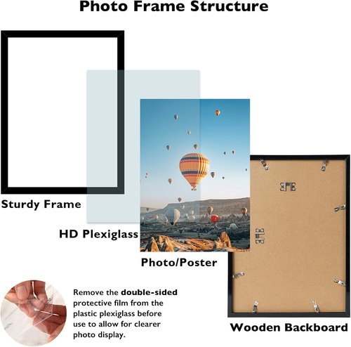 JCJMY Black Puzzle Frame - 15x21.25 Wall Hanging Picture Frame with Shatter-Resistant Plexiglass