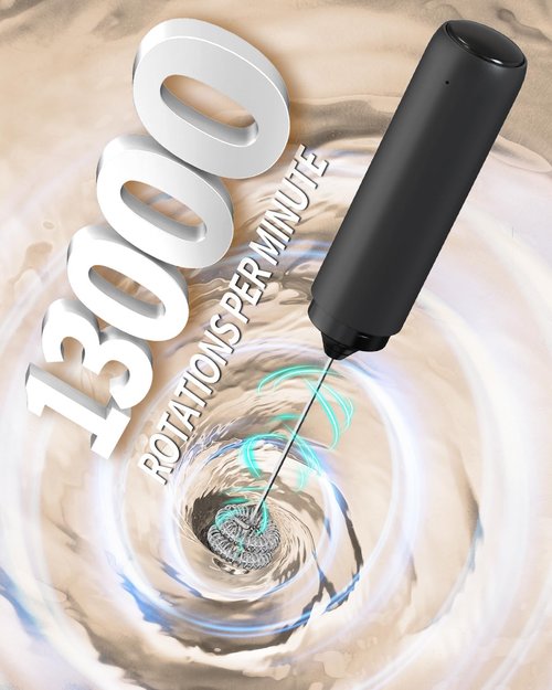 Circle Joy Rechargeable Milk Frother - Dual Coil Electric Whisk for Coffee & Matcha | Portable Black Mixer