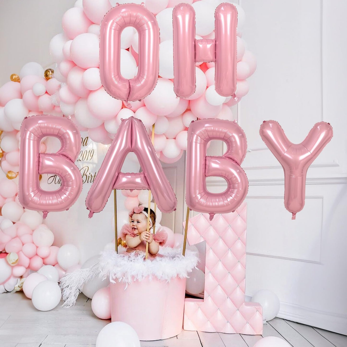 Pastel Pink D Letter Balloon, 40 Inch Giant Light Pink Mylar Foil Letter D for Girls, Self Inflating D Birthday Balloon for Girl Baby Shower Women Anniversary Princess Party Decorations Supplies