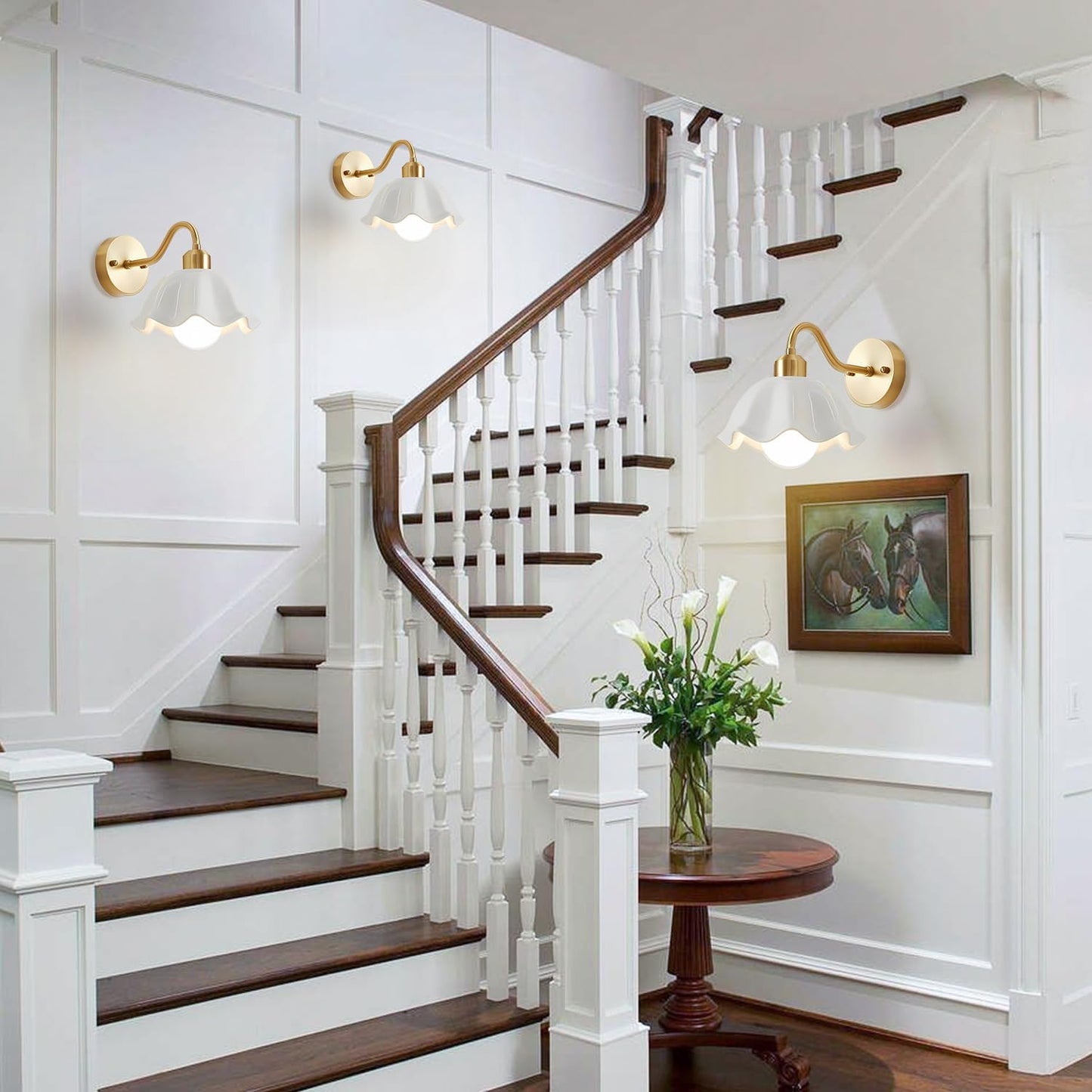 Gold Wall Sconce 1-Light Modern Wall Lighting Fixture Farmhouse Vanity Sconces Lights with Milk White Glass Shade Indoor Wall Sconce Lamp Wall Mount Light Fixture for Bedroom MWL02-1A