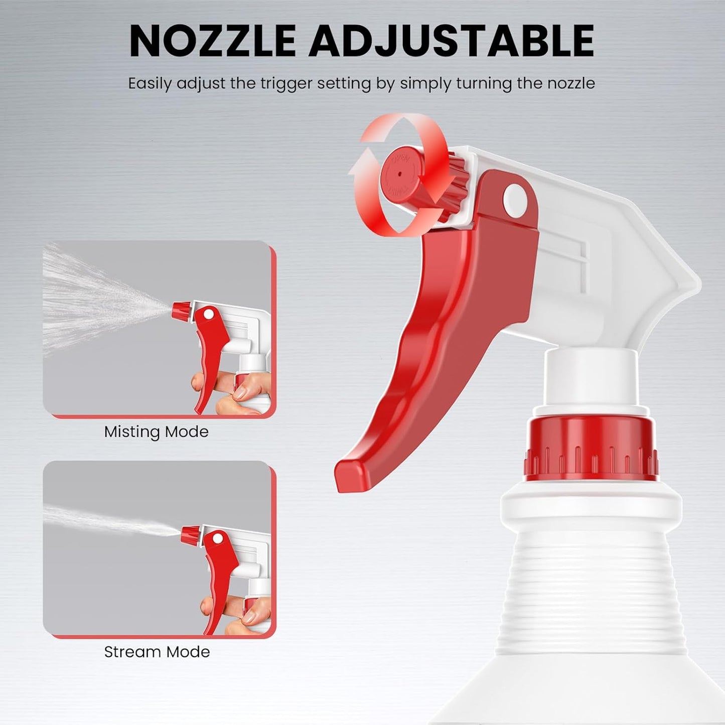 LiBa Spray Bottles - 4 Pack 16 Oz Refillable Empty Spray Bottles for Cleaning & Hair Care | Flexible Nozzles