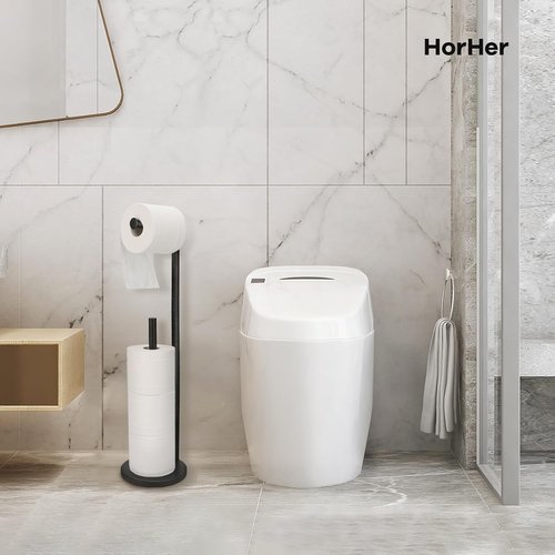 Black Galaxy Toilet Paper Holder Stand - Rustproof Free-Standing Storage for 4 Rolls