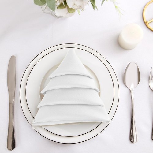 Bailarina Cloth Napkins Set of 120,17x17 inches Dinner Napkins Cloth Washable,Polyester Square Table Cloth Napkin Bulk with Hemmed Edges Ideal for Banquets, Parties and Weddings-White