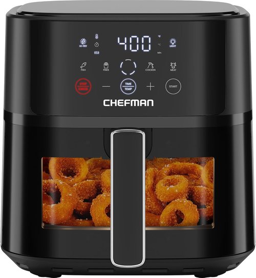 Chefman Air Fryer - 6 QT Compact Airfryer with Hi-Fry Technology & Easy-View Window - Black