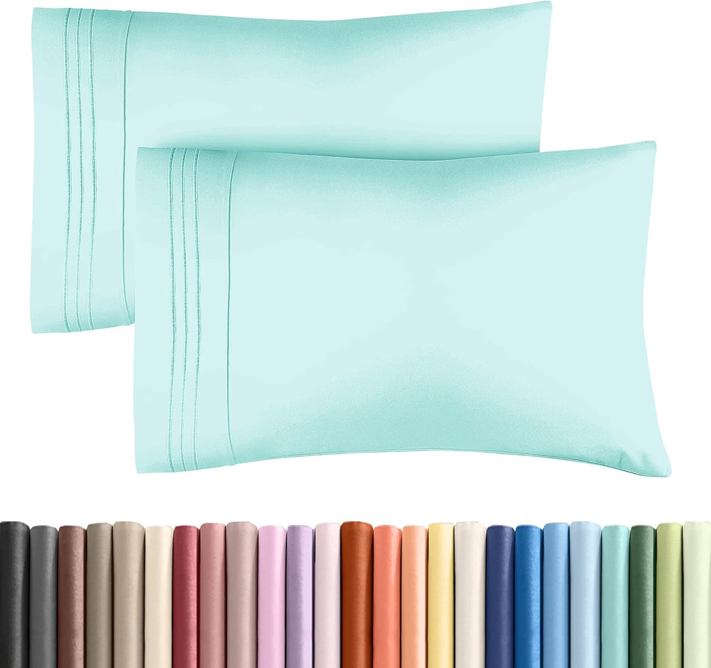 King Standard Pillow Cases | Soft Hotel Quality Covers - Cozy & Fade Resistant - Spa Blue - Set of 2