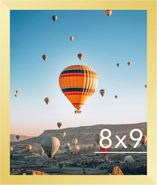 JCJMY Gold Picture Frame - 8x9 Wall Mount or Tabletop Display | Shatter-Resistant Plexiglass