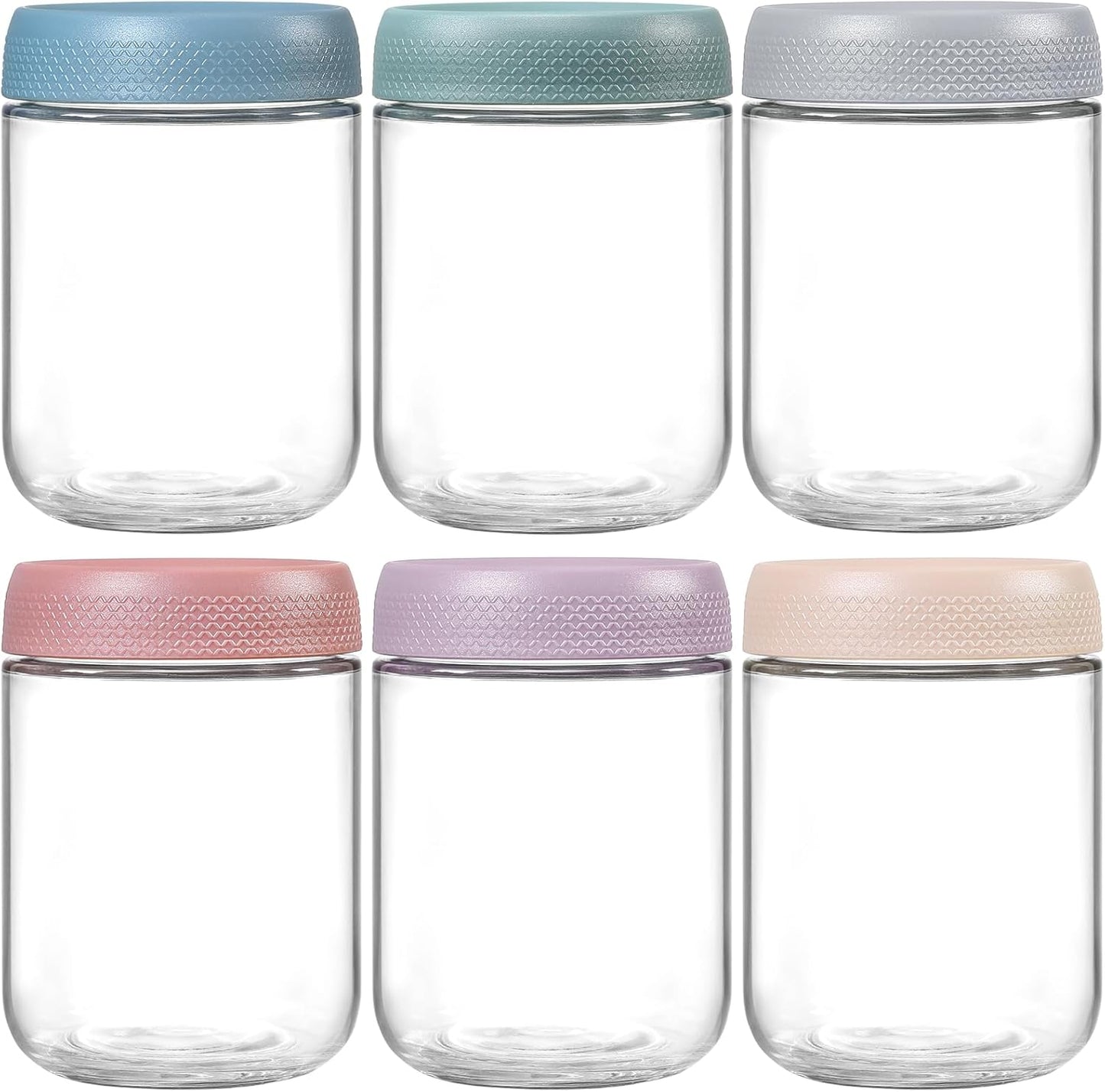 NETANY 16 oz Glass Overnight Oats Containers - 6-Pack with Airtight Lids | Perfect for Snacks & Meal Prep