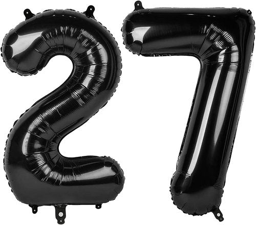 Black Number 27 Balloon - Large Happy 27th Birthday Decoration for Men & Women | Foil Balloon for Celebrations