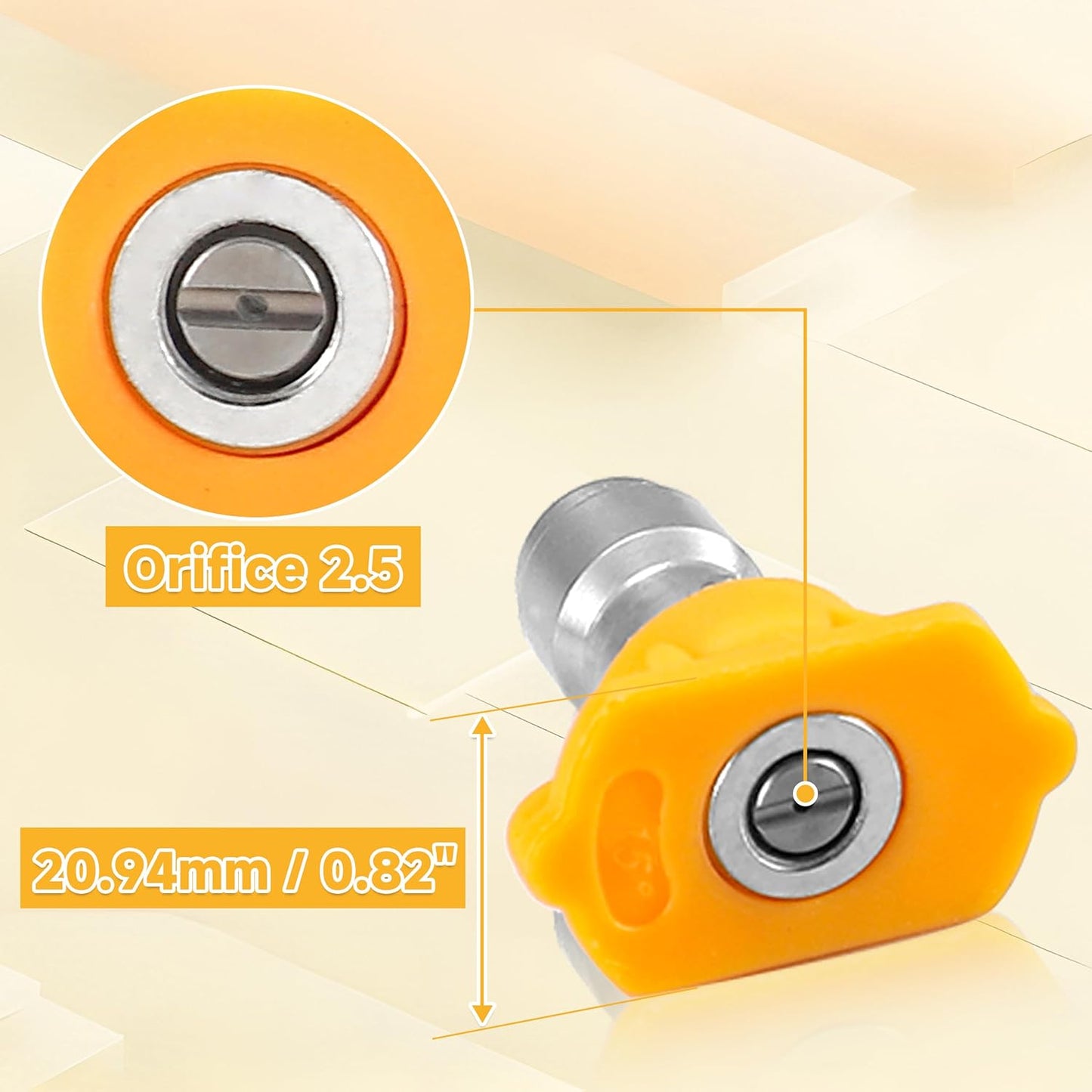 Tool Daily 15 Degree Yellow Pressure Washer Nozzle Tips - 7 Pack with Nozzle Holder | 1/4 Inch Quick Connect, 4000 PSI