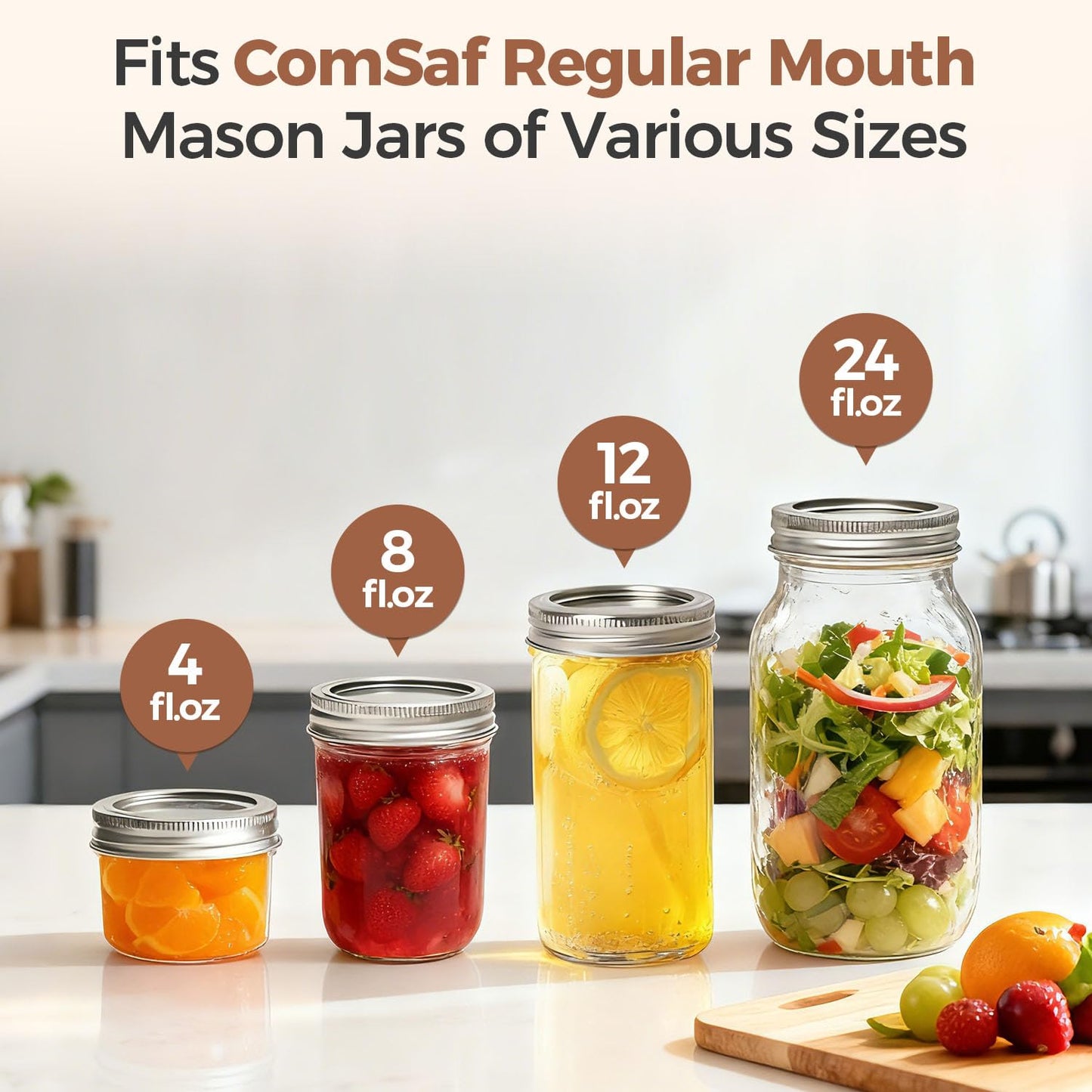 ComSaf Regular Mouth Mason Jar 36 Lids and 12 Rings, Canning Lids and Bands, Ideal for Hot Water Bath, Pressure Canning, Compatible with Electric Vacuum Sealer, Pickling, Jam Making, Canning Supplies