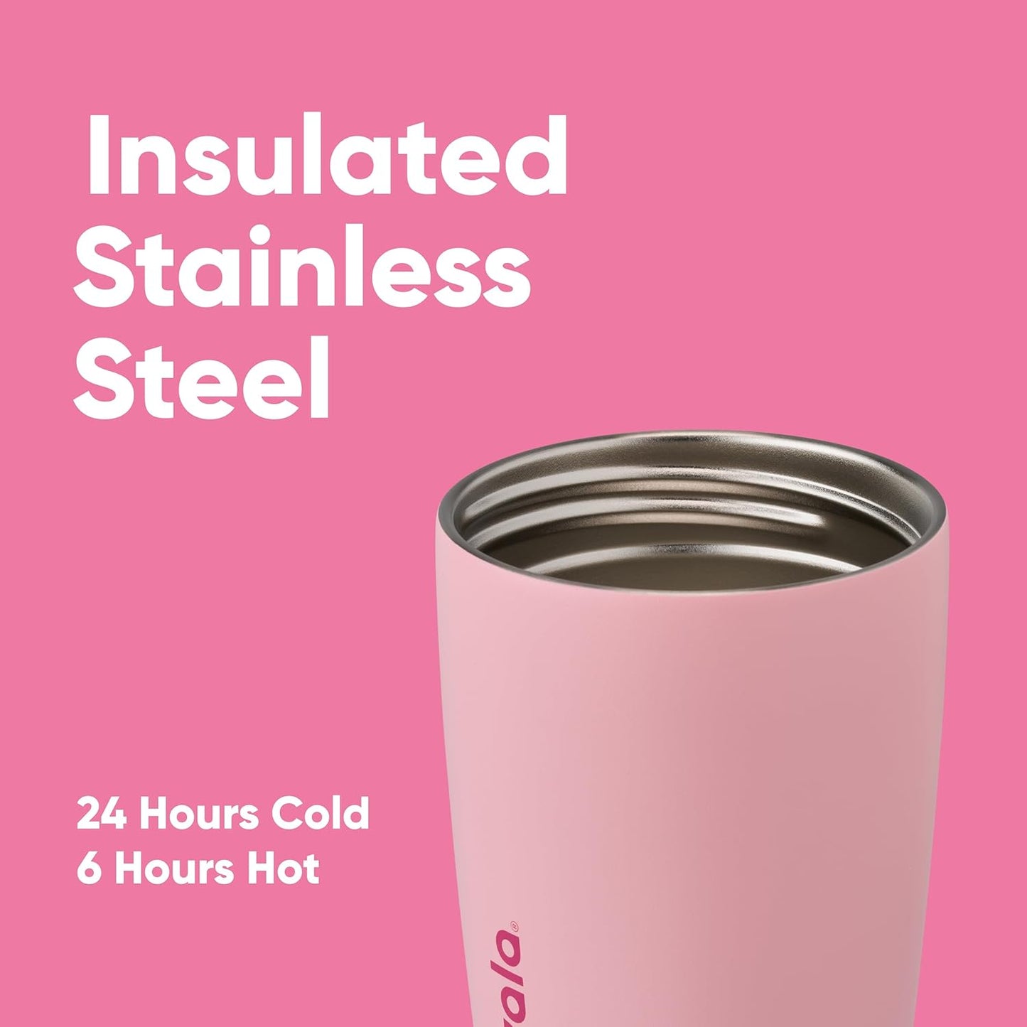 Owala SmoothSip Coffee Tumbler - Insulated Stainless Steel, BPA-Free, 12 oz, Pink (Pucker Up) | Reusable Travel Mug