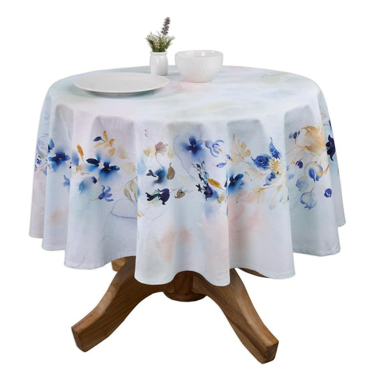 Maison d' Hermine Table Cloth Round Table 100% Cotton 69 Round Inches Tablecloth Reusable Decorative for Dining Kitchen Room Farmhouse Home Gifts for Mothers Day Spring Summer - Lazy Summer Days