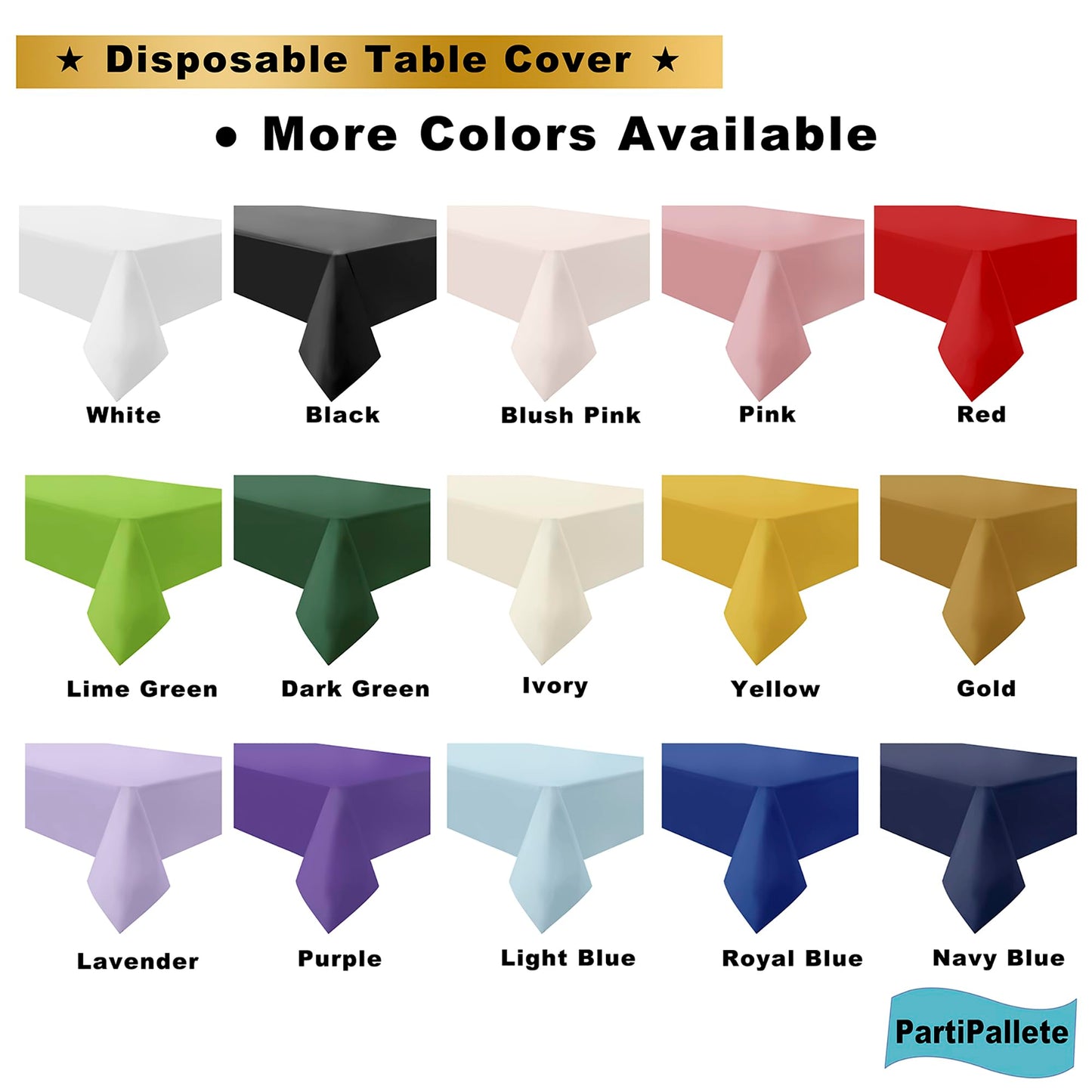 PartiPallete 3-Pack Premium Plastic White Tablecloth Disposable 54" x 108" Rectangle Table Cover Party PEVA Table Cloths for Parties Birthday Wedding Engagement Banquet Fits up to 8 ft Long Tables