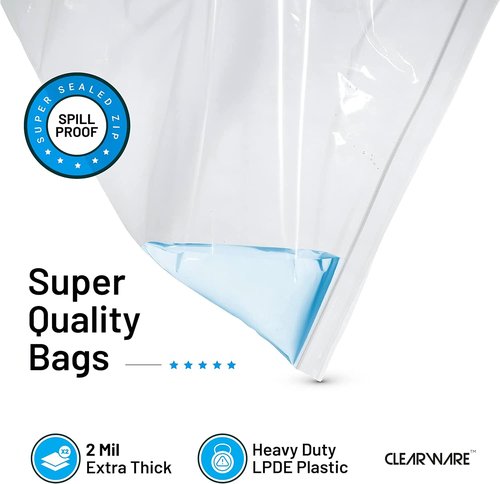 12 Large Storage Bags With Zipper Top - 5 Gallon, 18" x 24", BPA-Free, Extra Thick Plastic for Travel & Moving