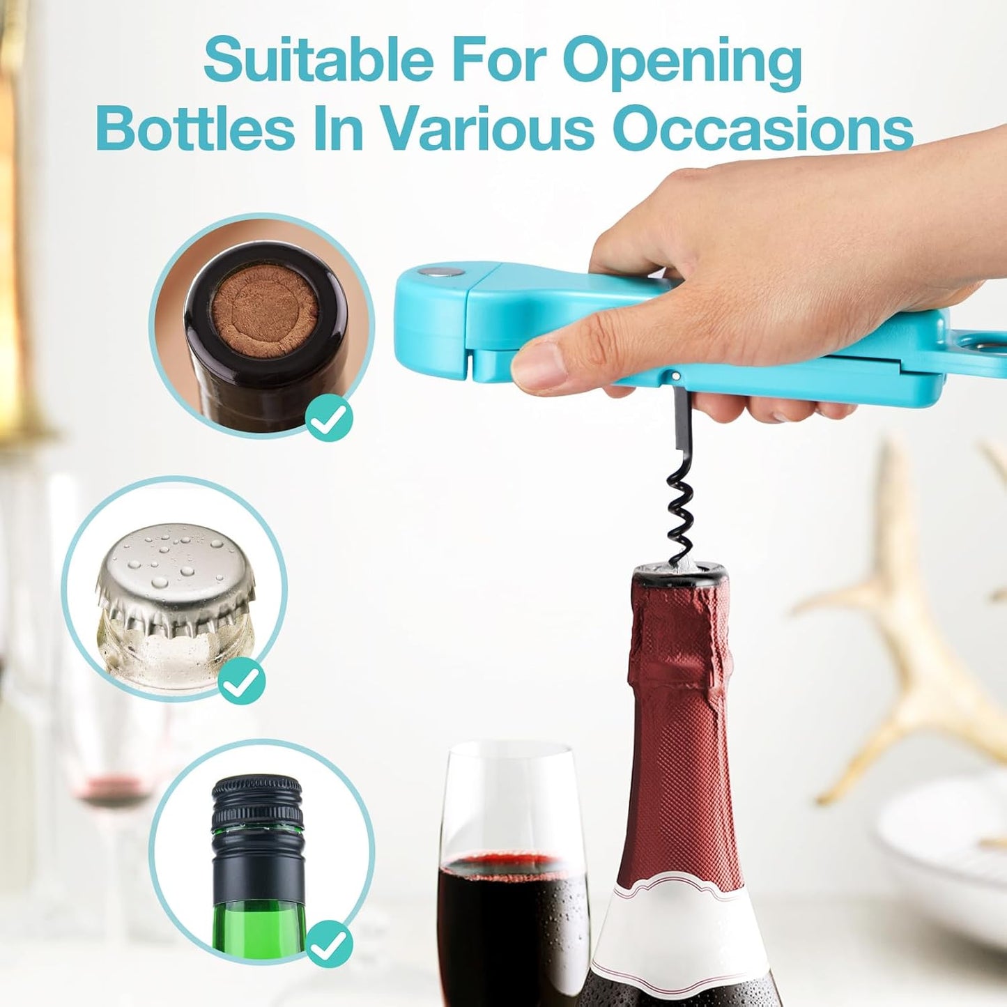 Skiennix 7-in-1 Jar Opener - Magnetic Adjustable Kitchen Tool for Seniors & Arthritis Relief (Teal)