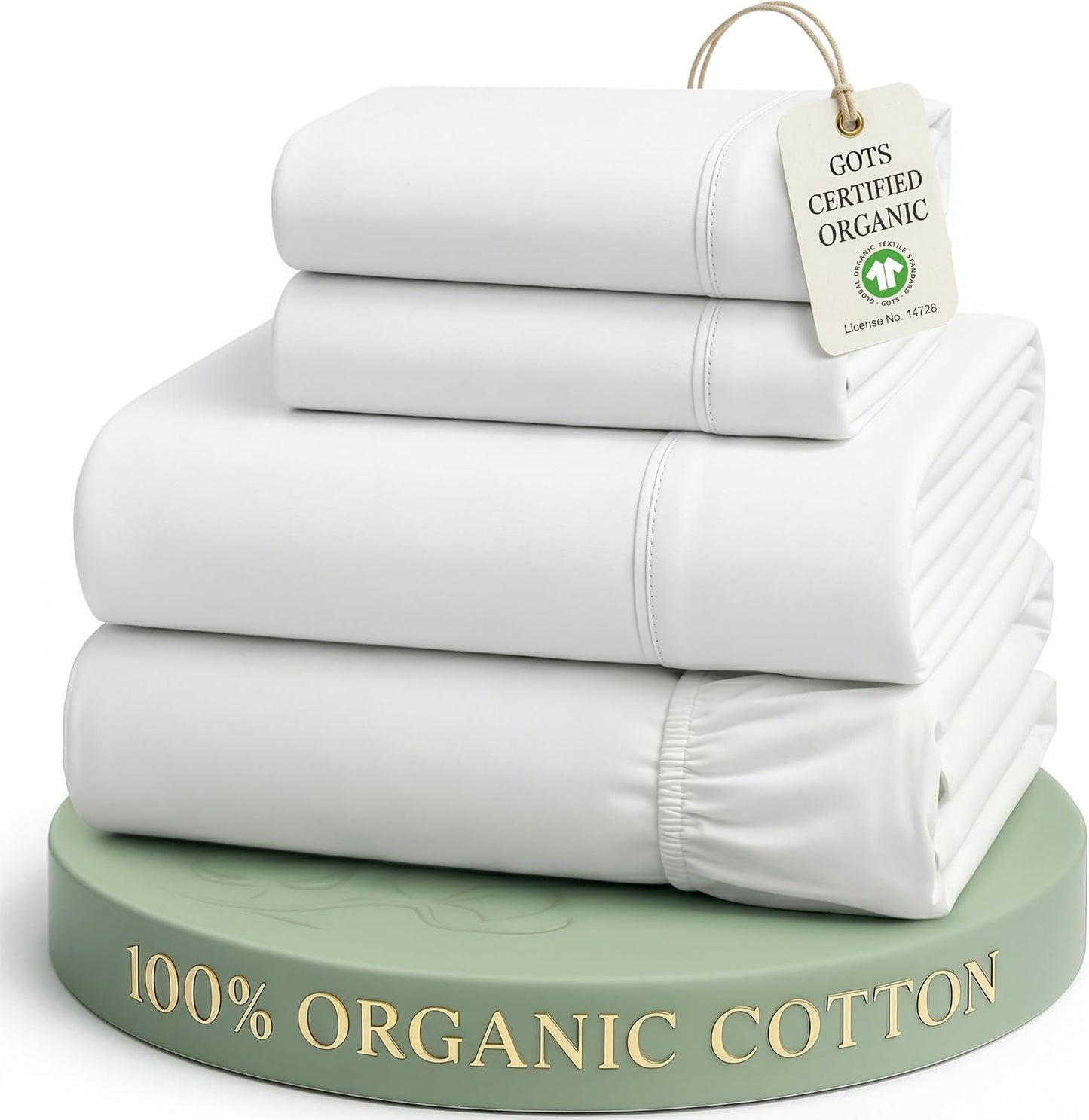 LANE LINEN California King Sheets Set - 100% Organic Cotton, Ultra Soft 4-Piece Bedding - White