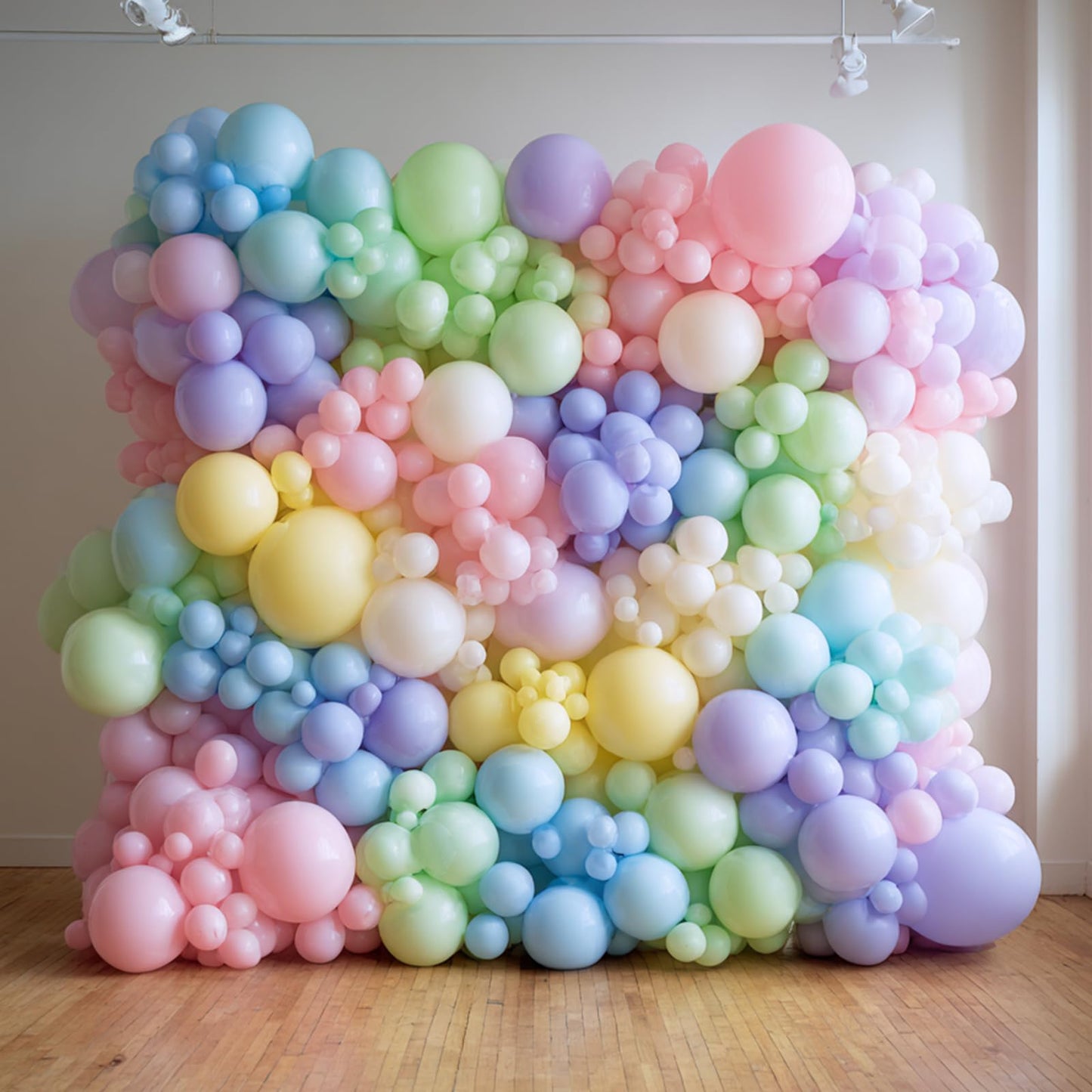RUBFAC 129pcs Pastel Balloons Different Sizes 18 12 10 5 Inch, Macaron Rainbow Easter Balloon Arch Kit for Baby Shower Birthday Party Gender Reveal Garland Decoration