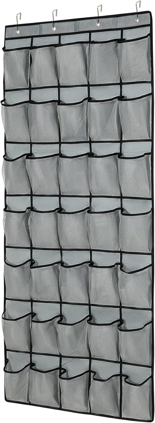 Skiennix Over The Door Shoe Organizer - 35 Large Mesh Pockets With 4 Metal Hooks | Space-Saving Storage Solution