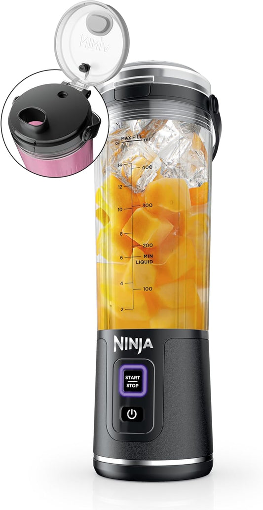 Ninja Blast Portable Blender - Cordless 18oz Personal Blender for Smoothies & Shakes | BPA Free, USB-C Rechargeable, Metallic Black