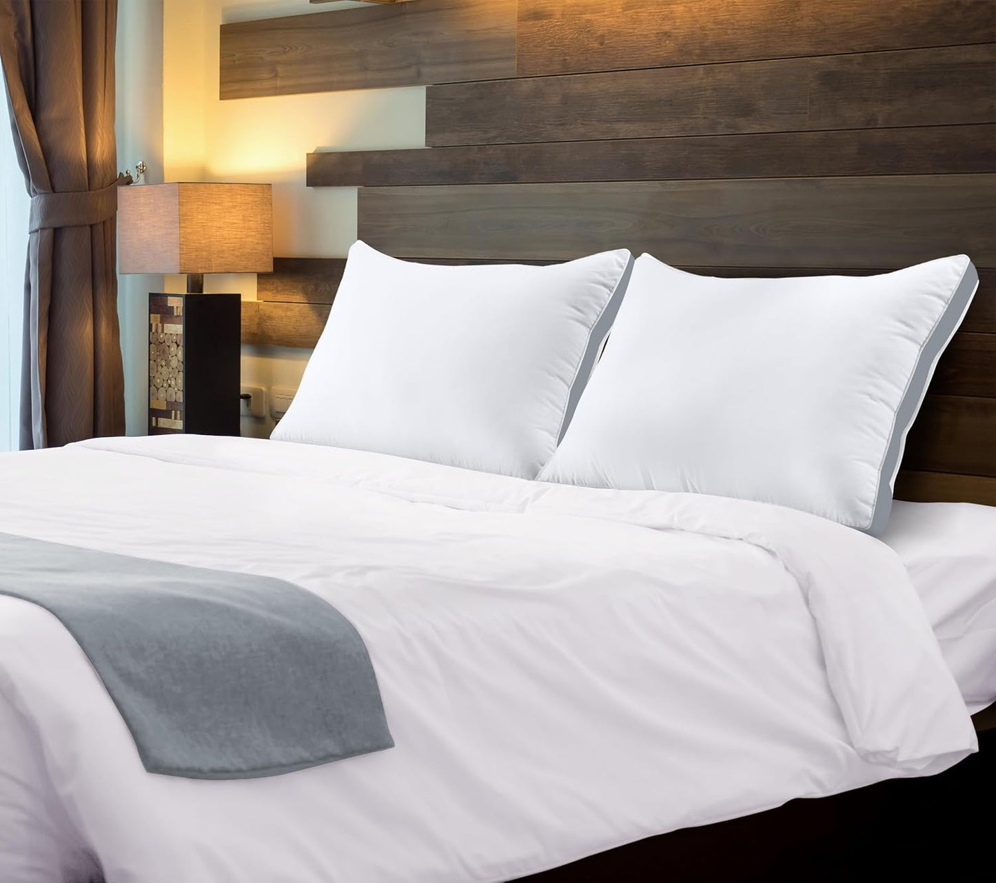 Utopia Bedding Bed Pillows - Soft & Fluffy Down Alternative | Standard Size Grey, Set of 2