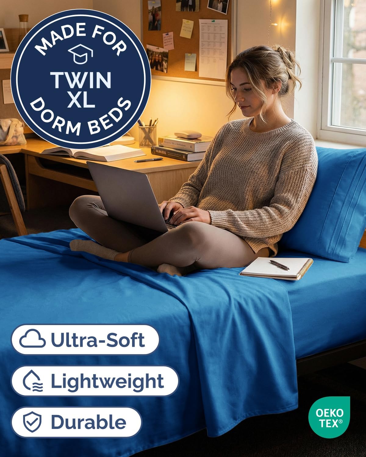Royal Blue Twin XL Sheet Set by [Brand Name] - Comfy, Breathable & Cooling 3-Piece Bedding - Deep Pockets, Soft & Wrinkle-Free